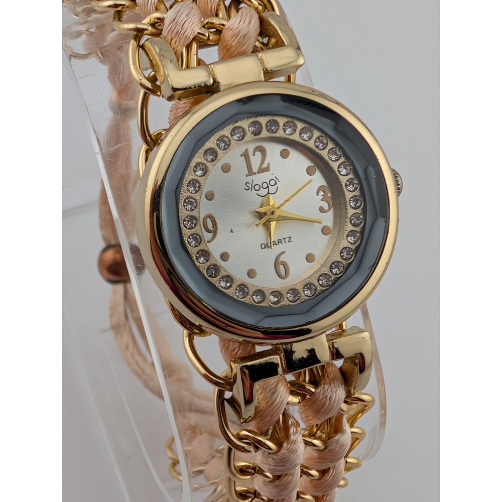 Sloggi Watch Women 25mm Gold Case Pink/Gold Adjustable Band-‎ New Battery
